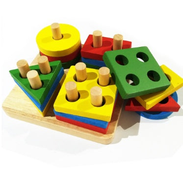 Holzpuzzle, Lernspielzeug, Spiel mit geometrischen Formen